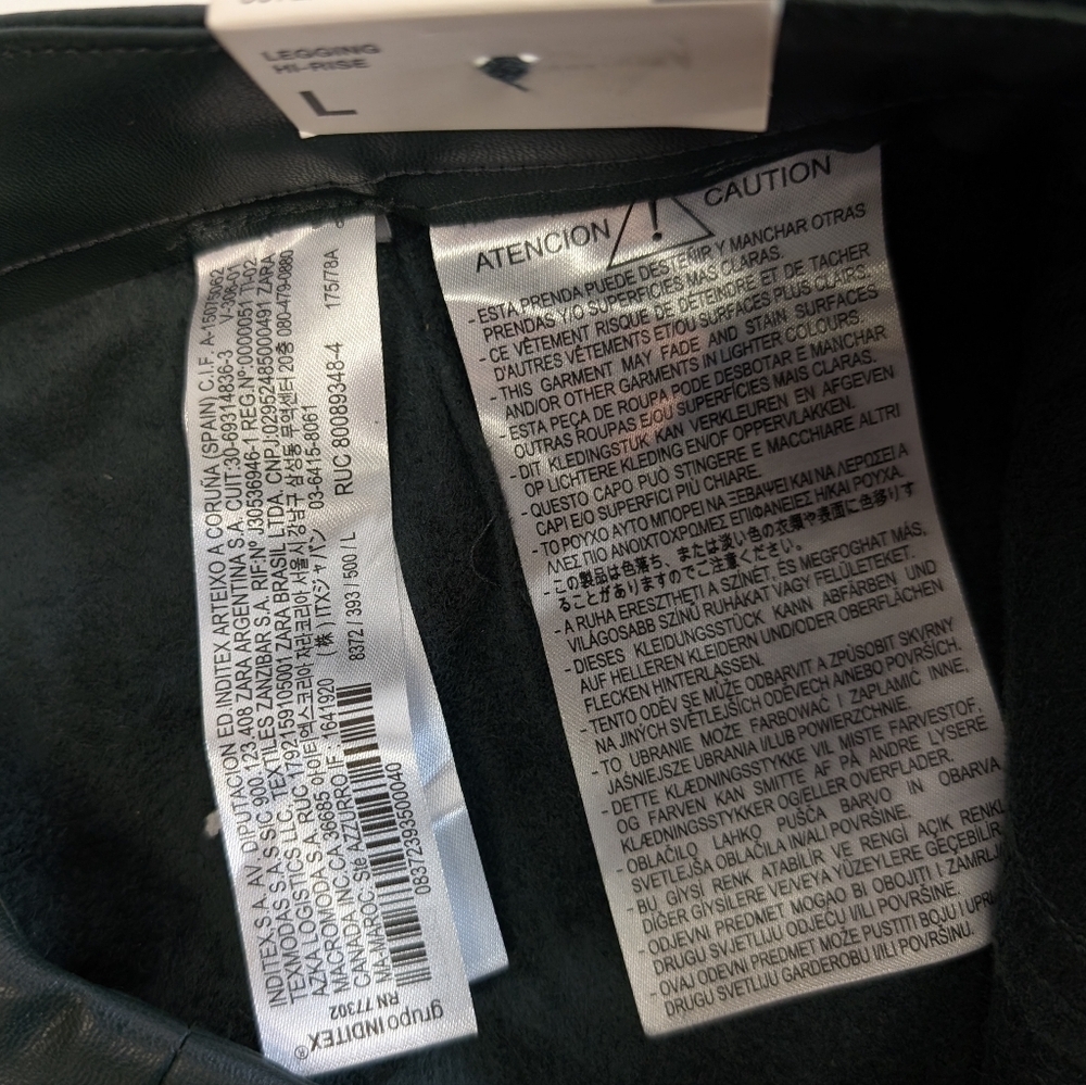 Zara Faux Leather High Waisted Hi-Rise Legging Green - Large NWT - Picture 9 of 9